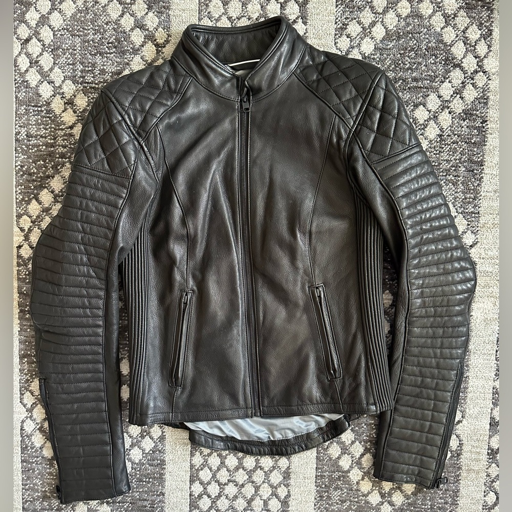 Aether genuine leather moto jacket size 3